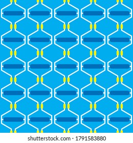 Vector seamless pattern texture background with geometric shapes, colored in blue, yellow and white colors.
