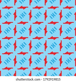 Vector seamless pattern texture background with geometric shapes, colored in blue and red colors.