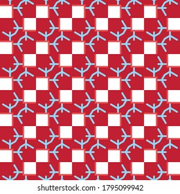 Vector seamless pattern texture background with geometric shapes, colored in red, blue and white colors.