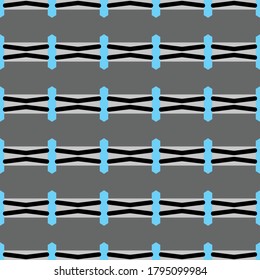 Vector seamless pattern texture background with geometric shapes, colored in black, grey and blue colors.
