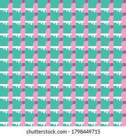 Vector seamless pattern texture background with geometric shapes, colored in green, pink, violet and white colors.