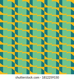Vector seamless pattern texture background with geometric shapes, colored in green and yellow colors.