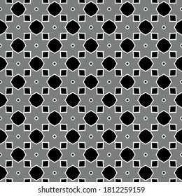 Vector seamless pattern texture background with geometric shapes, colored in black, grey and white colors.