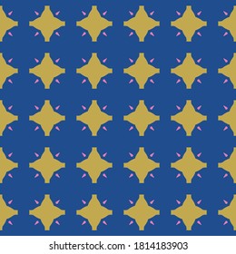 Vector seamless pattern texture background with geometric shapes, colored in blue, green and pink colors.