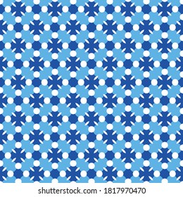 Vector seamless pattern texture background with geometric shapes, colored in blue and white colors.