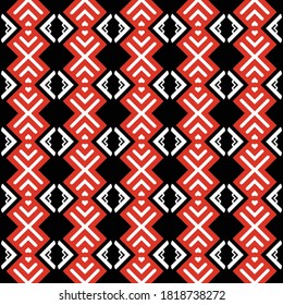 Vector seamless pattern texture background with geometric shapes, colored in red, black and white colors.