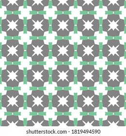 Vector seamless pattern texture background with geometric shapes, colored in green, grey and white colors.
