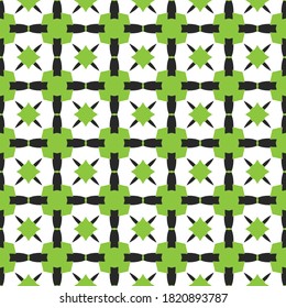 Vector seamless pattern texture background with geometric shapes, colored in green, black and white colors.