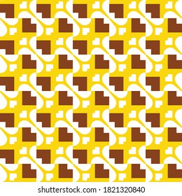 Vector seamless pattern texture background with geometric shapes, colored in yellow, brown and white colors.