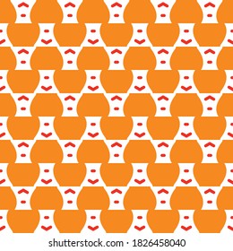 Vector seamless pattern texture background with geometric shapes, colored in orange, red and white colors.