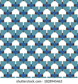 Vector seamless pattern texture background with geometric shapes, colored in blue, brown and white colors.