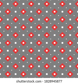 Vector seamless pattern texture background with geometric shapes, colored in grey, red and white colors.