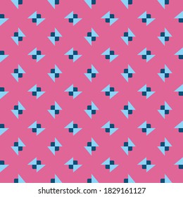 Vector seamless pattern texture background with geometric shapes, colored in pink and blue colors.