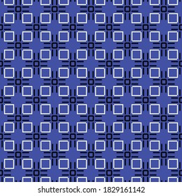 Vector seamless pattern texture background with geometric shapes, colored in blue, black and white colors.