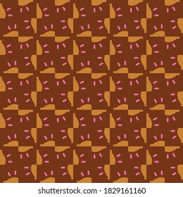 Vector seamless pattern texture background with geometric shapes, colored in brown, orange and pink colors.