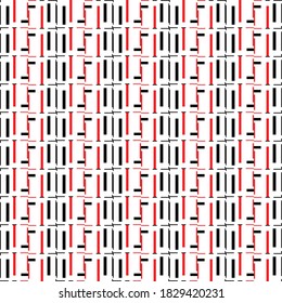 Vector seamless pattern texture background with geometric shapes, colored in white, red and black colors.