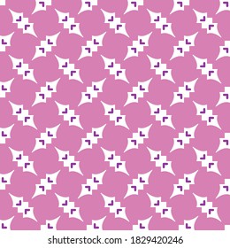 Vector seamless pattern texture background with geometric shapes, colored in pink, violet and white colors.