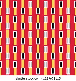 Vector seamless pattern texture background with geometric shapes, colored in red, yellow, white and black colors.
