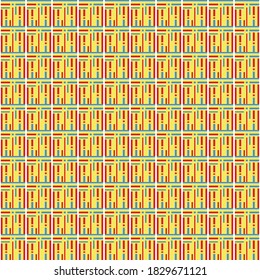 Vector seamless pattern texture background with geometric shapes, colored in yellow, blue and red colors.