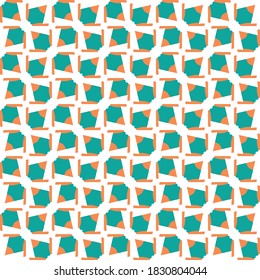 Vector seamless pattern texture background with geometric shapes, colored in blue, orange and white colors.