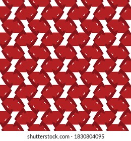 Vector seamless pattern texture background with geometric shapes, colored in red and white colors.