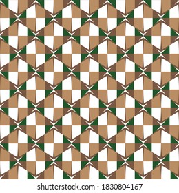 Vector seamless pattern texture background with geometric shapes, colored in brown, green and white colors.