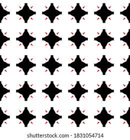Vector seamless pattern texture background with geometric shapes, colored in black, red and white colors.