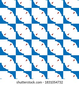Vector seamless pattern texture background with geometric shapes, colored in blue, red and white colors.