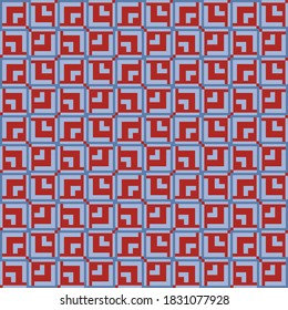 Vector seamless pattern texture background with geometric shapes, colored in red and blue colors.