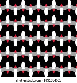 Vector seamless pattern texture background with geometric shapes, colored in black, grey, red and white colors.