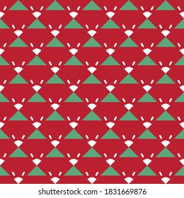 Vector seamless pattern texture background with geometric shapes, colored in red, green and white colors.