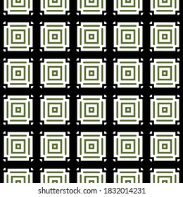 Vector seamless pattern texture background with geometric shapes, colored in black, green and white colors.