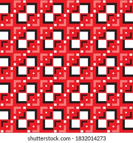 Vector seamless pattern texture background with geometric shapes, colored in red, black and white colors.