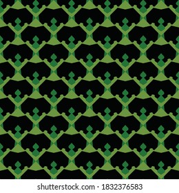 Vector seamless pattern texture background with geometric shapes, colored in green and black colors.