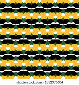 Vector seamless pattern texture background with geometric shapes, colored in black, green, yellow and white colors.