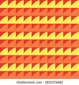 Vector seamless pattern texture background with geometric shapes, colored in red, orange and yellow colors.