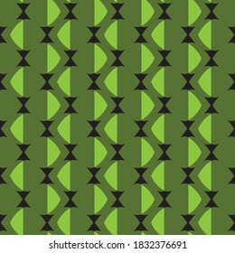 Vector seamless pattern texture background with geometric shapes, colored in green and black colors.