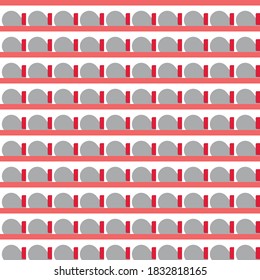 Vector seamless pattern texture background with geometric shapes, colored in red, grey and white colors.