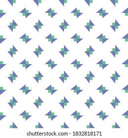 Vector seamless pattern texture background with geometric shapes, colored in blue, green and white colors.