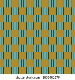 Vector seamless pattern texture background with geometric shapes, colored in gold, blue and green colors.