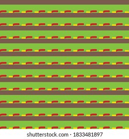 Vector seamless pattern texture background with geometric shapes, colored in brown, green, yellow and red colors.