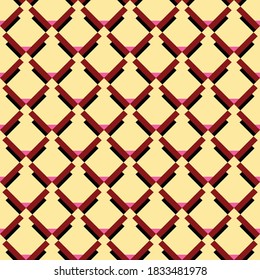 Vector seamless pattern texture background with geometric shapes, colored in yellow, red, pink and black colors.