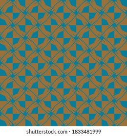 Vector seamless pattern texture background with geometric shapes, colored in brown and blue colors.