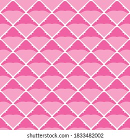 Vector seamless pattern texture background with geometric shapes, colored in pink and white colors.