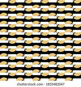 Vector seamless pattern texture background with geometric shapes, colored in yellow, green, black and white colors.