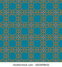 Vector seamless pattern texture background with geometric shapes, colored in blue, brown and pink colors.