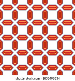 Vector seamless pattern texture background with geometric shapes, colored in red, blue, yellow and white colors.