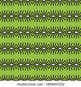 Vector seamless pattern texture background with geometric shapes, colored in green, black and white colors.