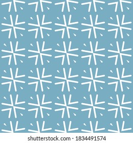 Vector seamless pattern texture background with geometric shapes, colored in blue and white colors.