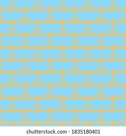 Vector seamless pattern texture background with geometric shapes, colored in blue and yellow colors.